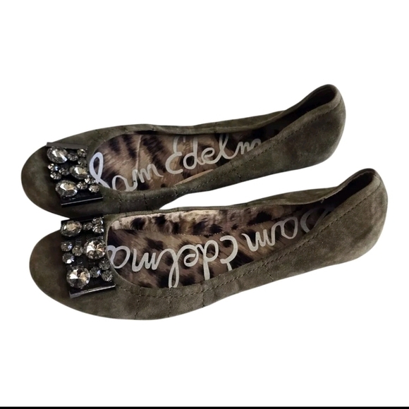 Sam Edelman Ballet Flats Women 8.5 Caper Jewel Embellished Suede Excellent - Picture 6 of 9